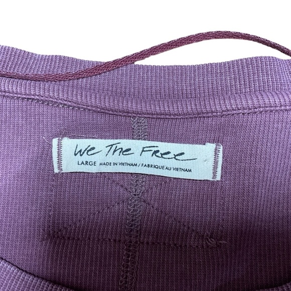 WE THE FREE Cotton Stuck On You Cuff Scoop Neck Top Raw Seams Dusty Rose US Sz L - Picture 5 of 10